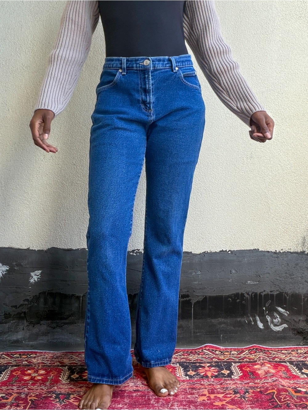 Paris Blues Mid-Rise Flare Jeans in Deep Blue
